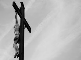 Jesus christ on cross in black and white