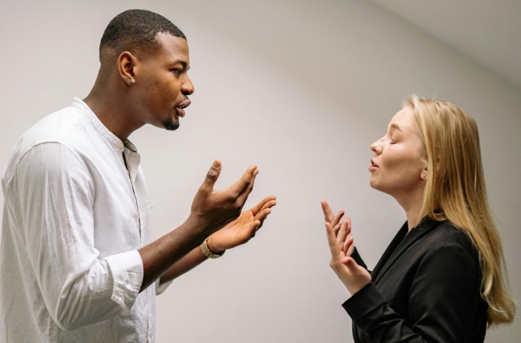 A man and a woman arguing